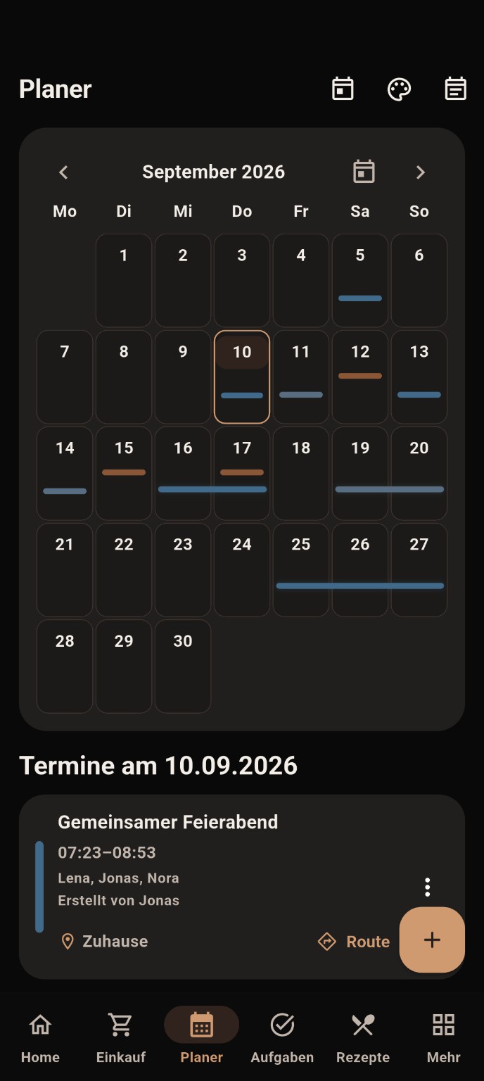 PROTZY Kalender mit Terminübersicht und Termindetails