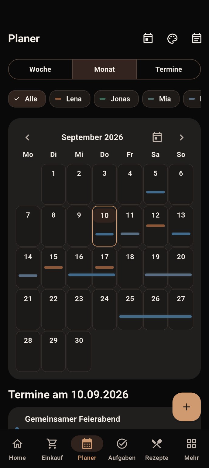PROTZY Monatskalender mit farbigen Personen- und Terminbalken